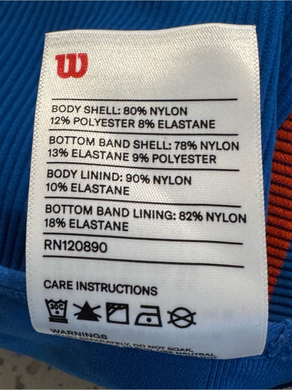Wilson Seamless Ribbed Racerback Sports Bra Tank Top Blue Orange Size M NWOT - Picture 4 of 7